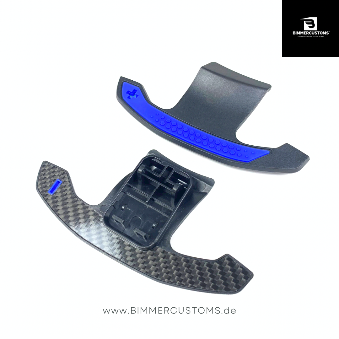 BIMMERCUSTOMS CARBON PADDLES SHORT BLUE LINE PASSEND FÜR BMW 1er 2er 3er 4er 5er 6er M2 M3 M4 M5 F20 F21 F22 F30 F31 F36 F80 F82 F83 F10 F11