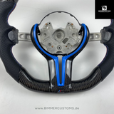 LEDER CARBON LENKRAD BLUE LINE PASSEND FÜR BMW M2 F87 M3 F80 M4 F82 F83 F20 F21 F22 F23 F30 F31 F32 F33 F36 F10 F06 F13 Competition